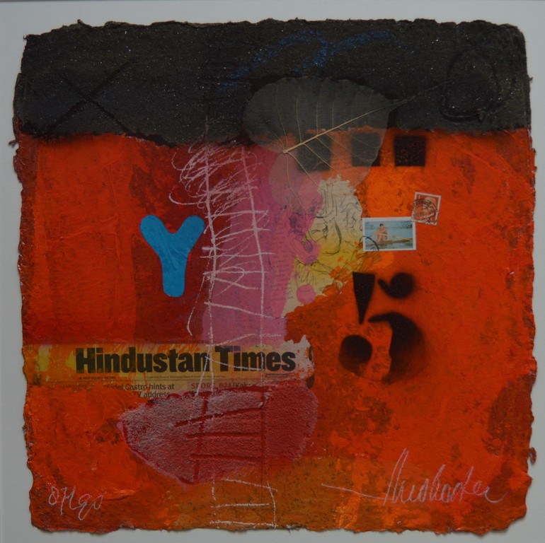 Theo Koster: Zeefdruk en collage - Hindustan - gesigneerd verkocht voor € 40!