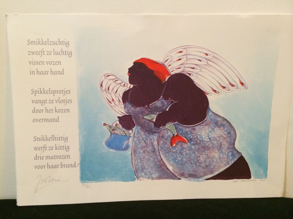 Litho van Ada Breedveld uit 2001, met gedicht van Jan Petrie. verkocht voor € 49!