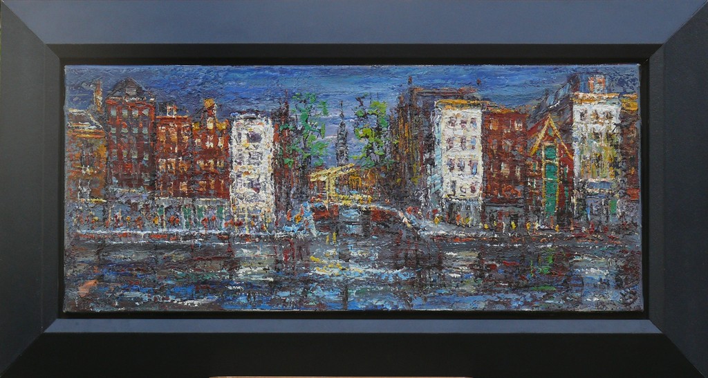 Arnoldus Oldenhave: Olieverf, Gezicht op de Groenburgwal te Amsterdam kopen? Bied vanaf 225!