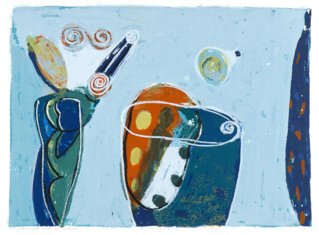 Piet Warffemius, zeefdruk 'telephone call from an island, 1990 kopen? Bied vanaf 60!