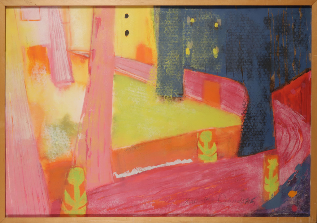 Xandra Donders: Gemengde techniek op papier, Stralend huis 2 - Ingelijst kopen? Bied vanaf 60!