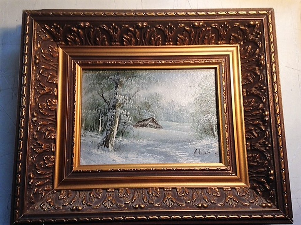 Onbekende kunstenaar, 20e eeuw, besneeuwd winterlandschap verkocht voor € 60!