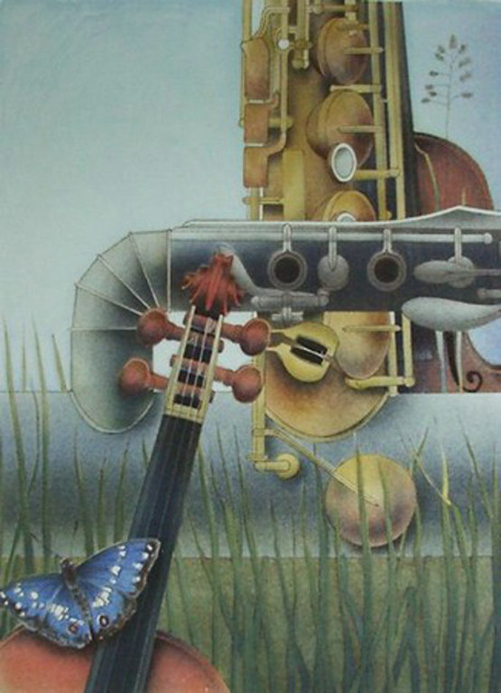 Ernst Hanke. -Wassermusik- Prachtige Litho. Eigen druk 1992. Ingelijst. kopen? Bied vanaf 67!