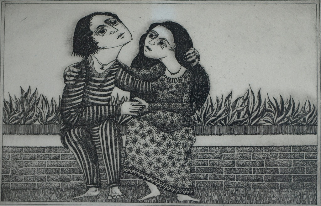 Hans van Draanen: Ets , Liefde - gesigneerd & ingelijst – 1974 – eigen druk kopen? Bied vanaf 1!