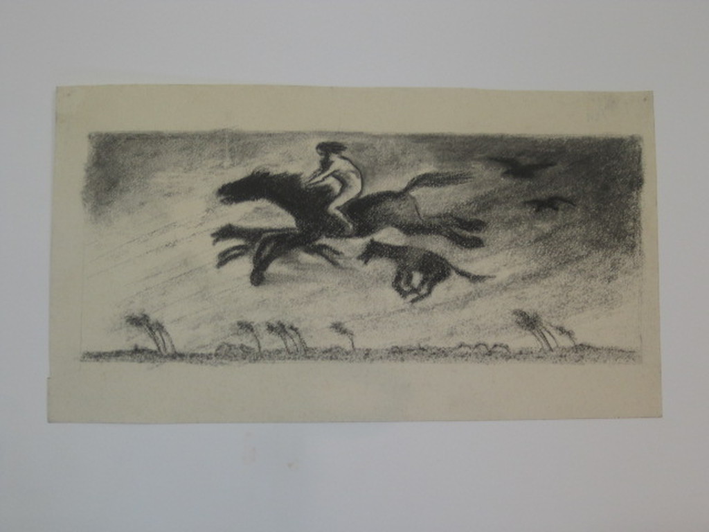oude litho ca. 1930 "paard en ruiter" gesigneerd Marc Chagall ? verkocht voor € 55!