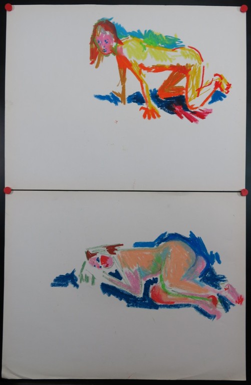 Juul Neumann: Twee tekeningen, liggend en zittend naakt  kopen? Bied vanaf 1!