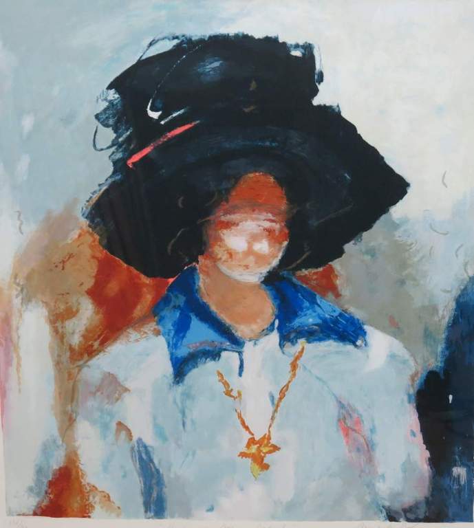 Annemiki Bok: Zeefdruk, Hommage à Isaac Israëls - Ingelijst (groot) verkocht voor € 100!