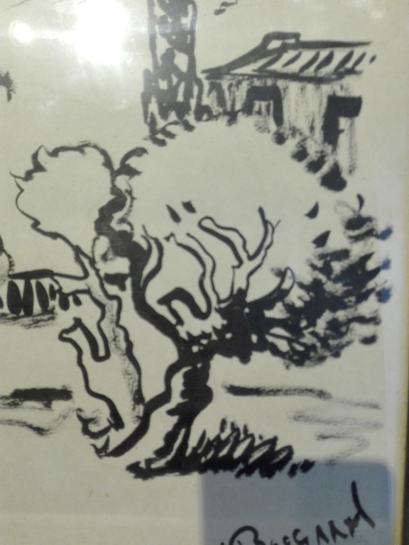 Impressionistische tekening, inkt op papier, dorpsgezicht met bomen kopen? Bied vanaf 1!