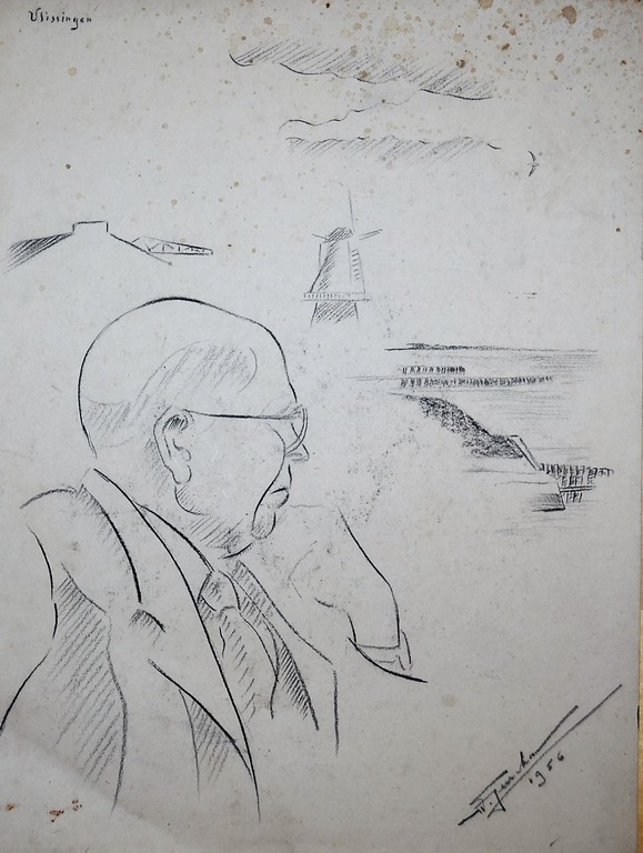 Wim Jurcka, tekening, getiteld vlissingen verkocht voor € 63!