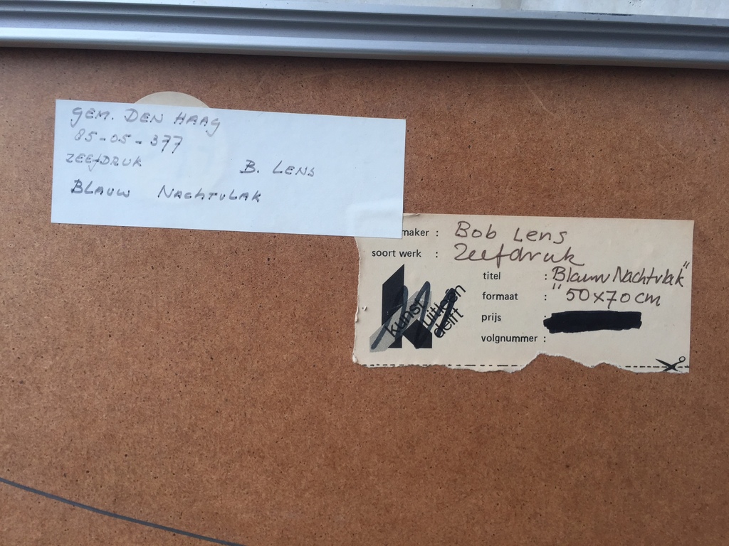 Bob Lens - Zeefdruk 5/35 (50 x 70 cm) 1983 - Blauw Nachtvlak kopen? Bied vanaf 1!