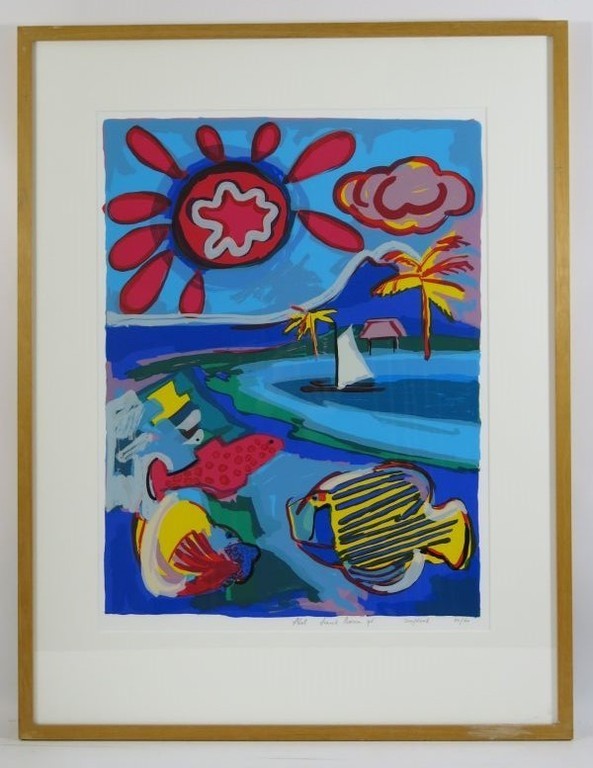 FRANK ROSEN GR.Zeefdruk ,,ATOL,, Handgesigneerd INGELIJST!! verkocht voor € 55!