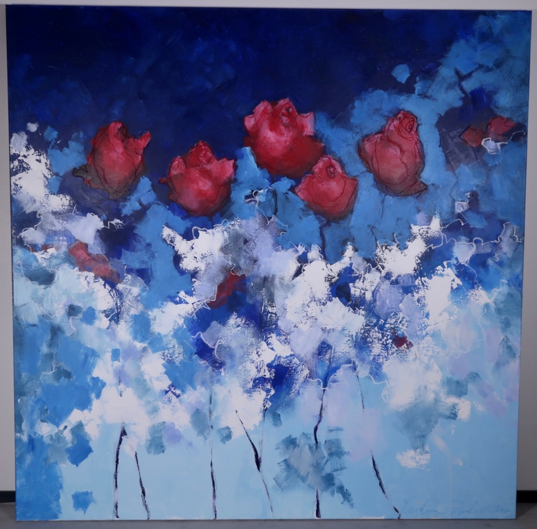 Carolina Paulussen: Acryl op doek, Rozen IV (Zeer groot) kopen? Bied vanaf 220!
