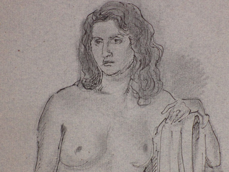 Harm Kamerlingh Onnes, Zittend naaktmodel, Tekening kopen? Bied vanaf 1!