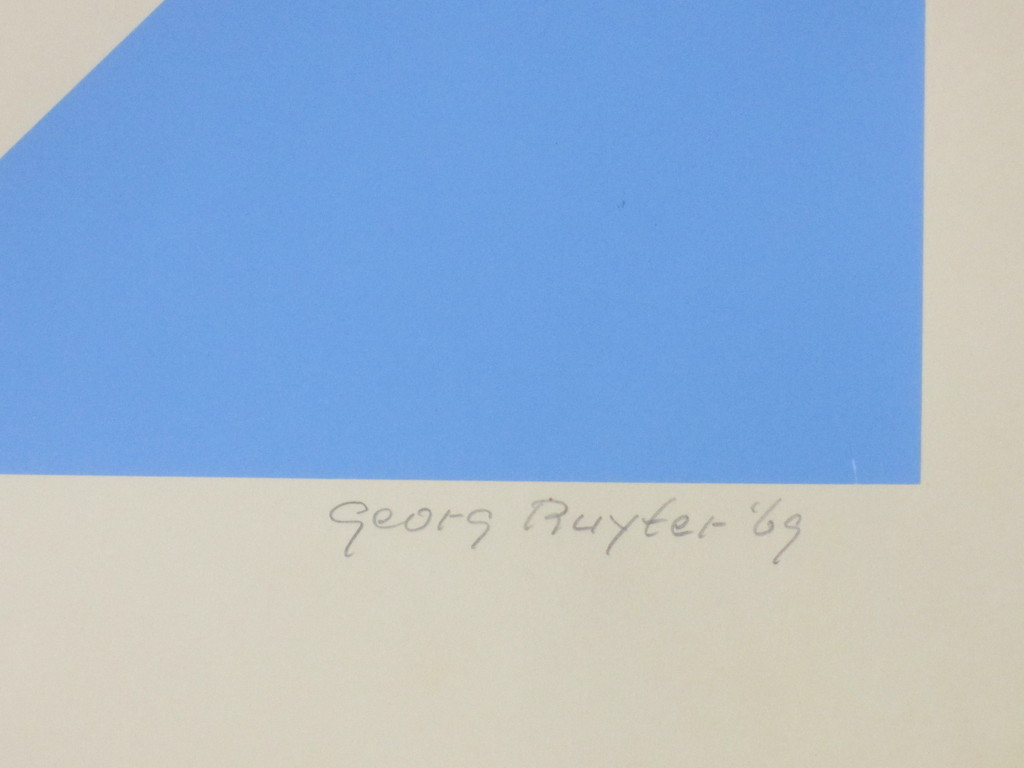 Georg Ruyter, Compositie in zwart/blauw, Zeefdruk kopen? Bied vanaf 30!