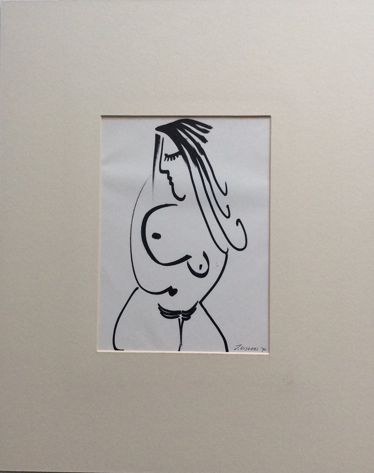 Jack Vissers- pentekening op papier 1990- vrouwelijknaakt kopen? Bied vanaf 20!