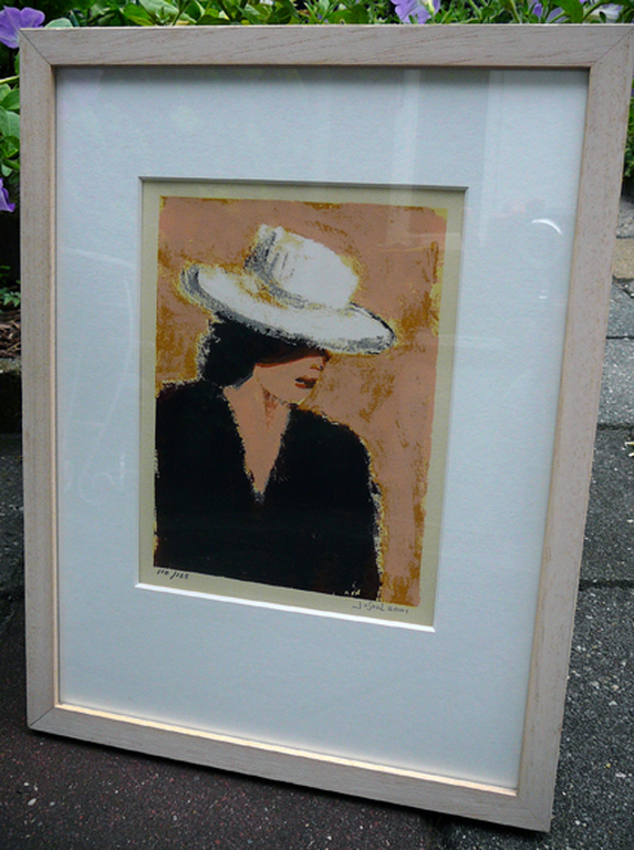 Jose van Gool: Dame met hoed -zeefdruk- kopen? Bied vanaf 40!