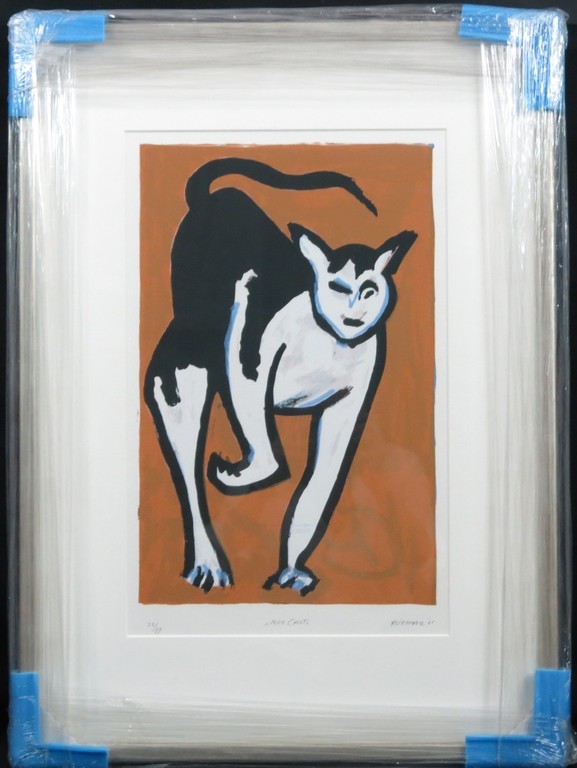 Herman Krikhaar: Zeefdruk, Mon chat - Ingelijst kopen? Bied vanaf 50!