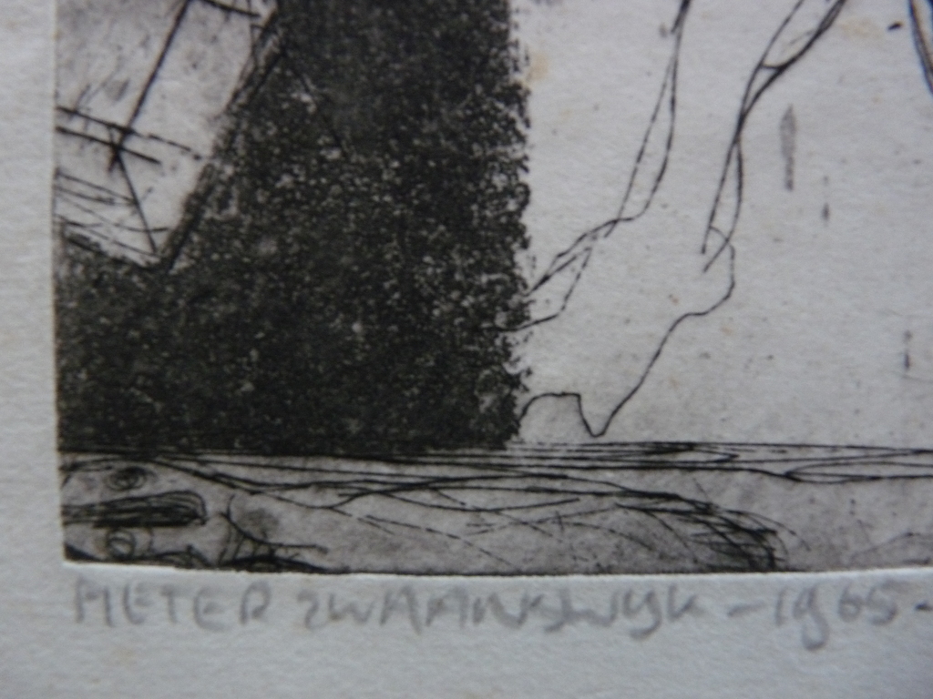 Pieter Zwaanswijk, ets, vrouw in blokken kopen? Bied vanaf 1!