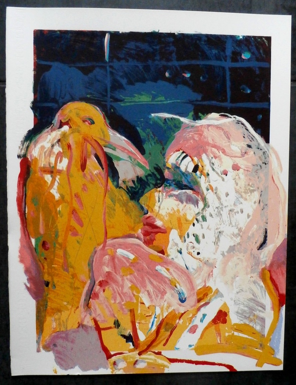 Kees van Bohemen - zeefdruk: vrouw met vogel kopen? Bied vanaf 60!