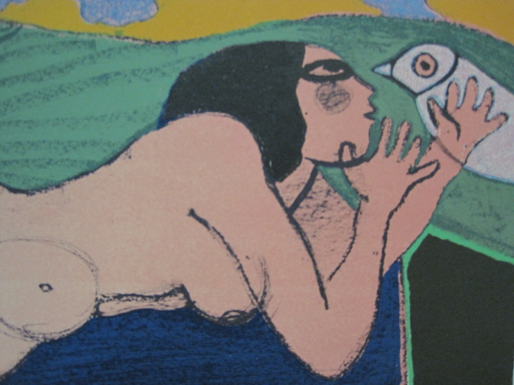 Corneille 1922-2010 Cobra litho "confidence a l'oiseau 1985 gesigneerd  kopen? Bied vanaf 1!