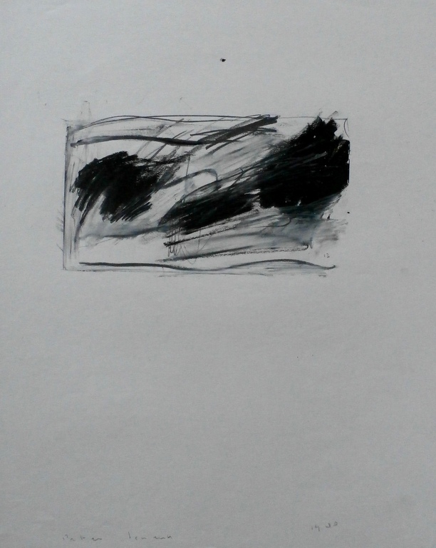 Peter Schenk - krijttekening: compositie - 1988 kopen? Bied vanaf 65!
