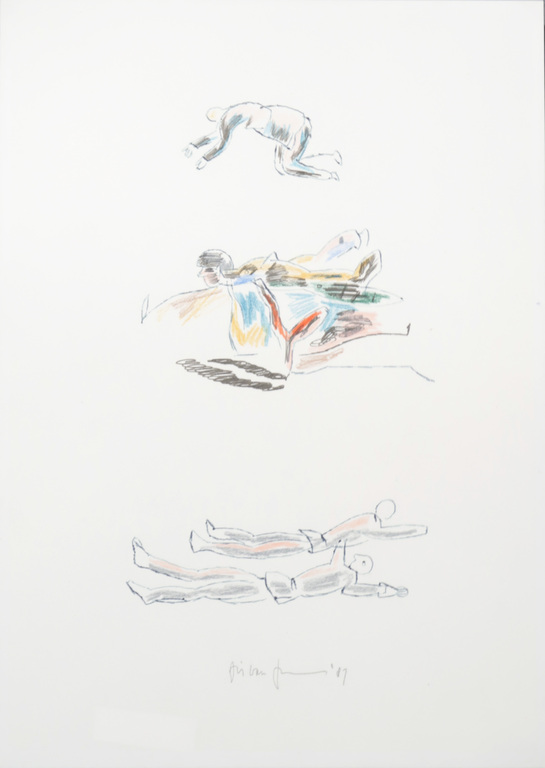 Arie van Geest: Inkt tekening en kleurpotlood, Zonder titel verkocht voor € 40!