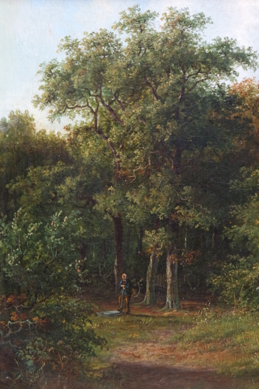 Maurits Ernest van den kerkhoff (1830-1908) - olieverf op doek - man in het bos kopen? Bied vanaf 940!