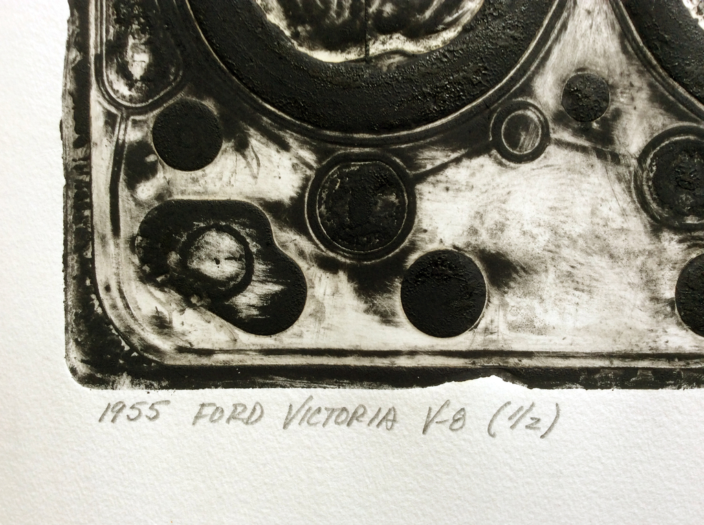 Niet of onleesbaar gesigneerd - Onbekende kunstenaar: ets, 1955 Ford Victoria V-8.  kopen? Bied vanaf 10!