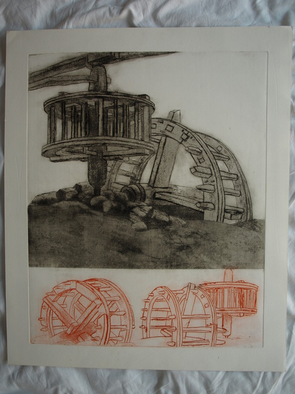 Walter Barten : 2x Ets , Het Rad – gesigneerd – ca 1978 kopen? Bied vanaf 35!