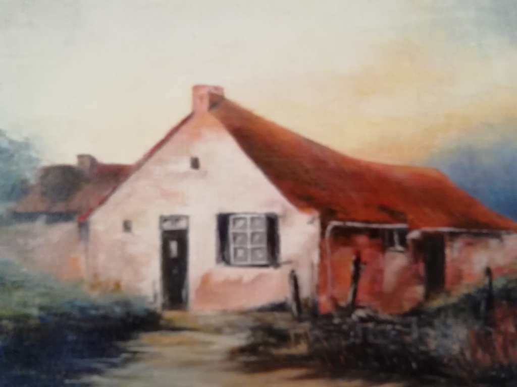 onbekend kunstenaar - olieverf op doek - landelijk hoeve zicht kopen? Bied vanaf 1!