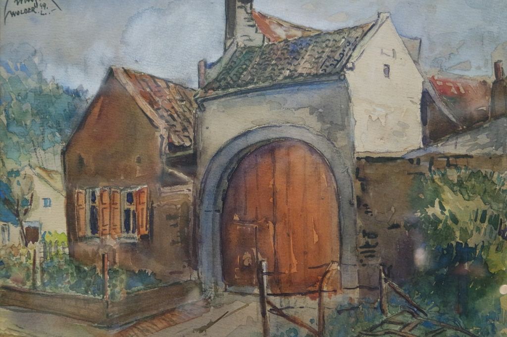 Edmond Wingen (1906-1970) - aquarel - poortgebouw kopen? Bied vanaf 80!