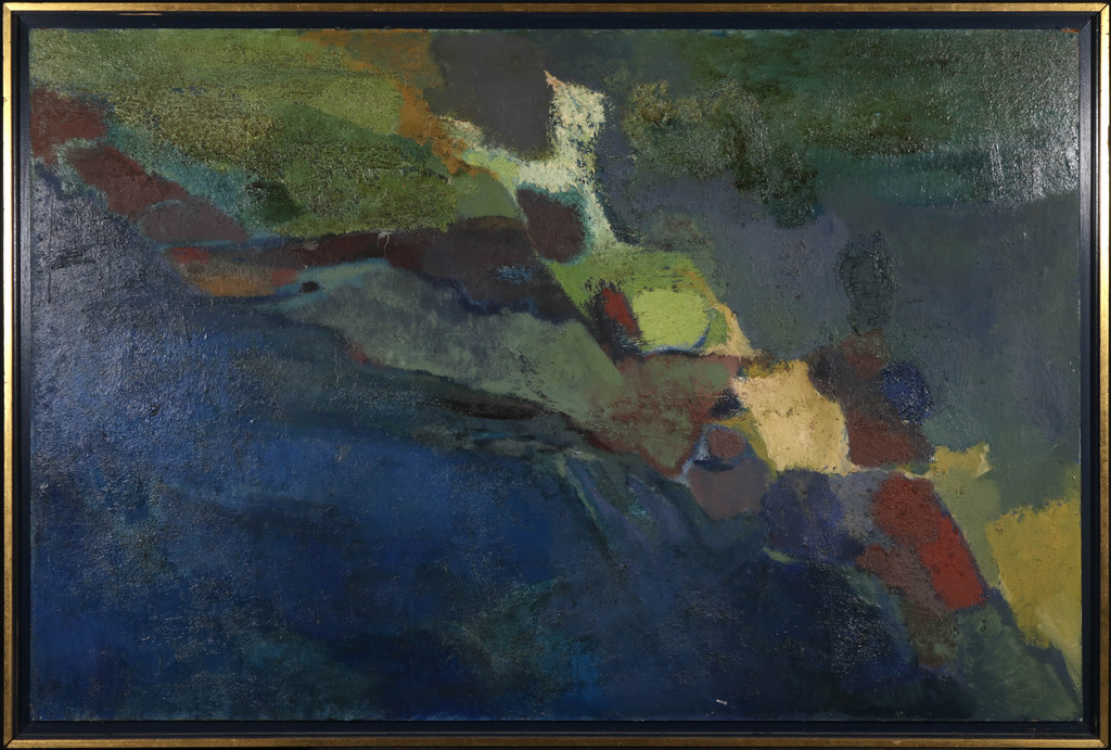 Ab Jongmans: Olieverf op board, Abstract - Ingelijst (Zeer groot) verkocht voor € 440!