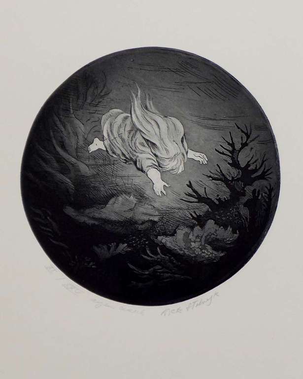 Dick Stolwijk, ets, oplagenummer XI / XXV doorsnede 17 cm. bladformaat 39,4 x 26 verkocht voor € 40!