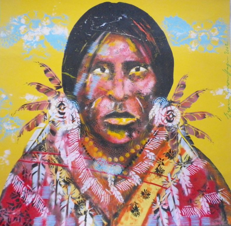 Espen Greger Hagen - Indiaan, zeefdruk, handgesigneerd verkocht voor € 55!