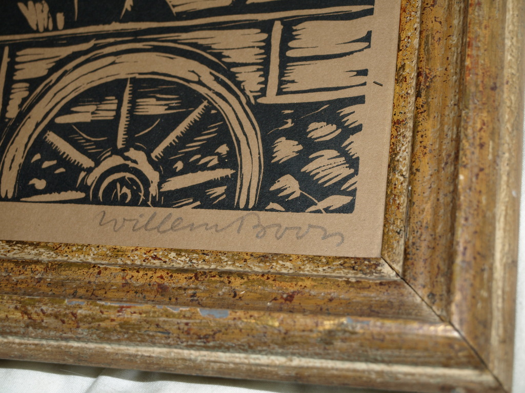Willem Boon (1902-1986) : Houtsnede – Werkstad - Ingelijst - 1929 kopen? Bied vanaf 75!