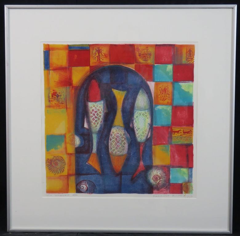 Marianne Aulman: Litho, Sirenen VII - Ingelijst verkocht voor € 35!