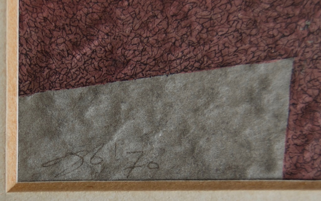 Henk Krijger - pen in zwart, waterverf in rood - Abstracte voorstelling kopen? Bied vanaf 50!