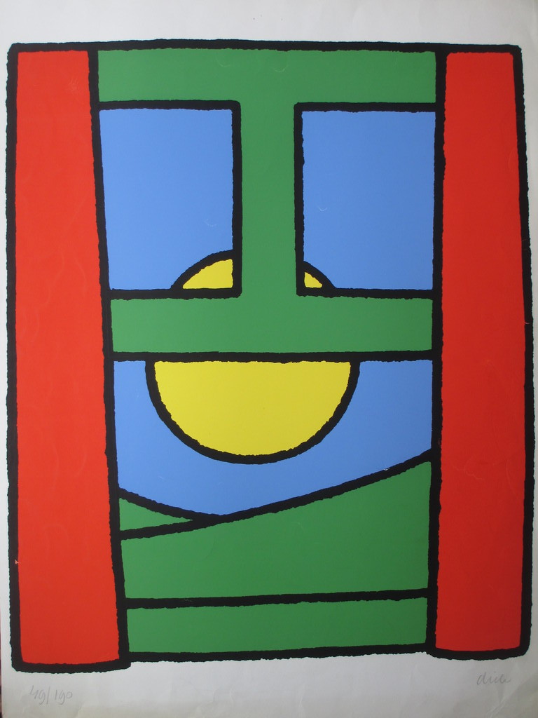 Dick Bruna (1927-2017), Naar buiten, Kleurenzeefdruk verkocht voor € 300!