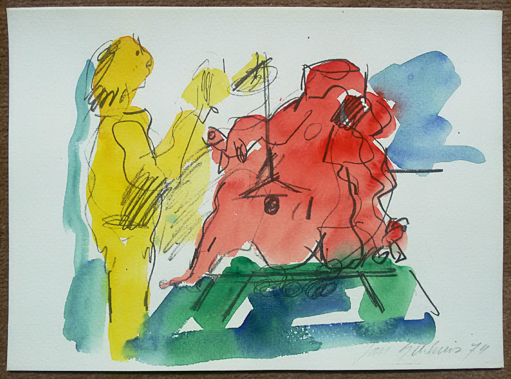 Jan Sierhuis - Schetsboek, hand-gesigneerde en ingekleurde litho (unica) kopen? Bied vanaf 1!