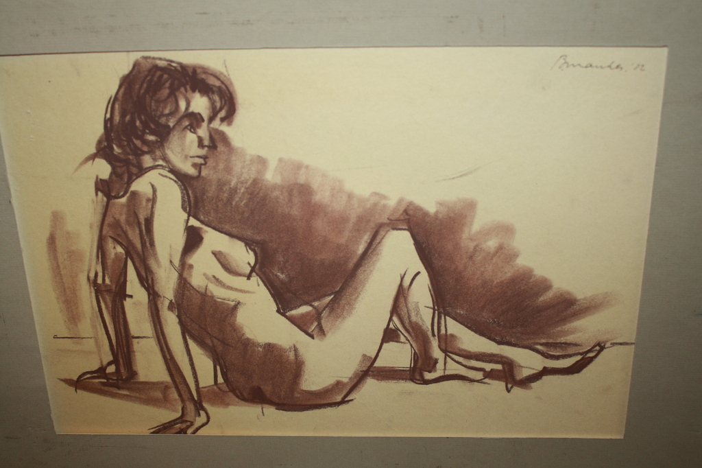 Beint Mankes - ZITTEND NAAKT - TEKENING verkocht voor € 47!