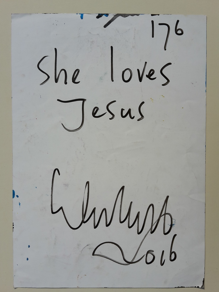 Peter Klashorst - gemengde techniek op papier - She loves Jesus kopen? Bied vanaf 75!