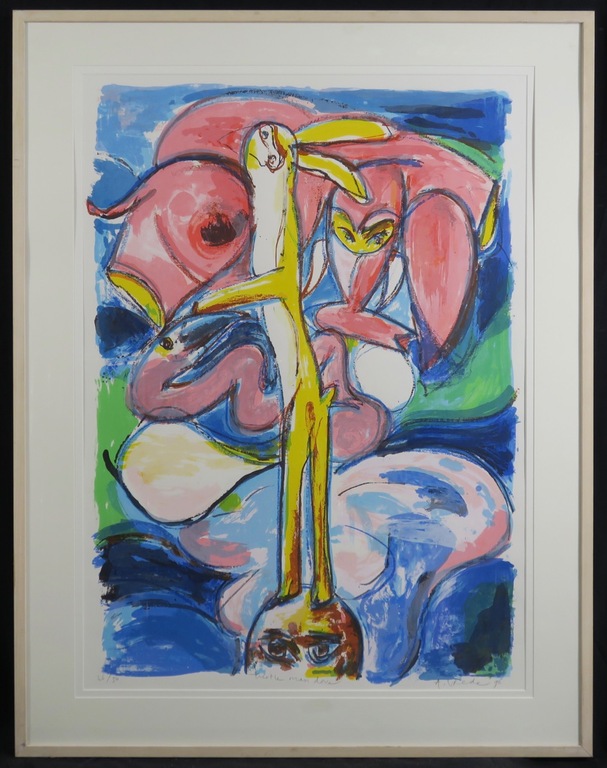 Anton Vrede: Zeefdruk, Turtle, man, dove - Ingelijst (Groot) kopen? Bied vanaf 50!