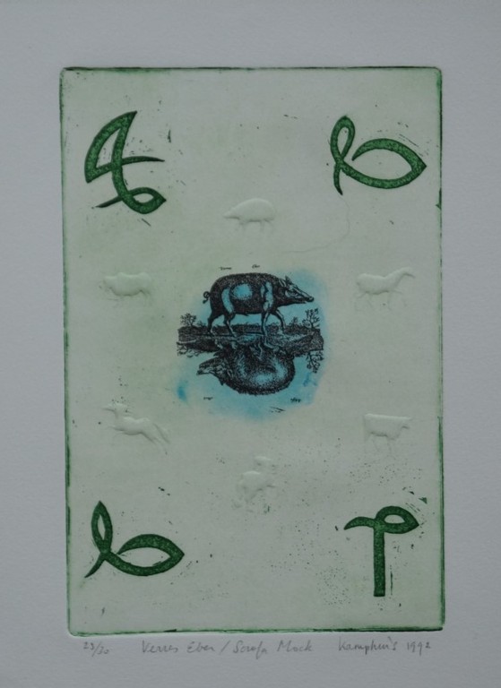 Gerart Kamphuis - gesigneerde ets met reliefdruk - 1992 kopen? Bied vanaf 10!