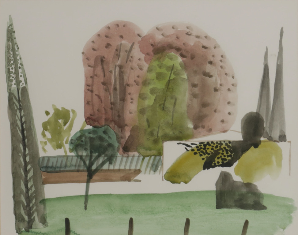 Leon Tebbe: Aquarel, Z.T. landschap met bomen - Ingelijst kopen? Bied vanaf 20!