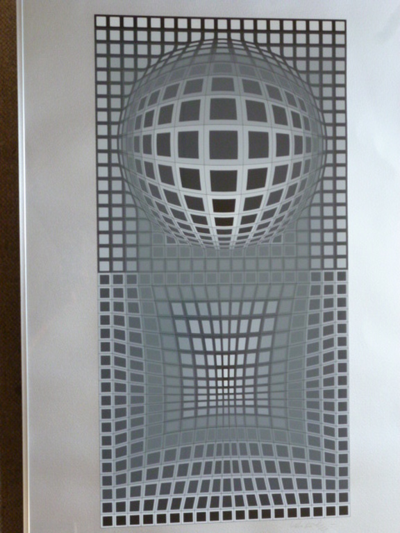 Victor Vasarely - zeefdruk - Geometrische voorstelling verkocht voor € 375!