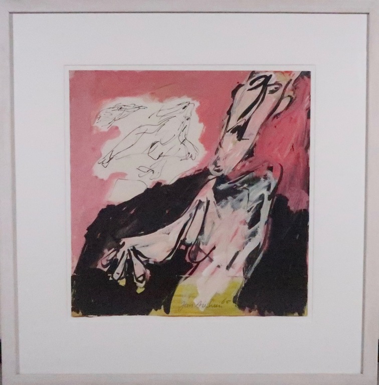 Jan Sierhuis: Gouache en Collage, Z.T. Figuur - Ingelijst verkocht voor € 450!