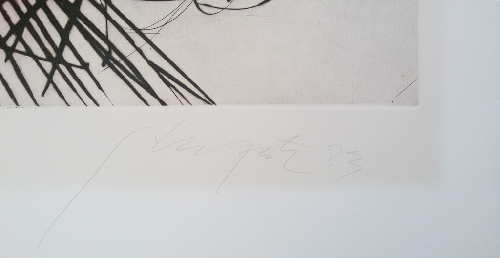 Ger Lataster - Compositie in zwart en roze, droge naald ets met aquatint (groot) kopen? Bied vanaf 150!