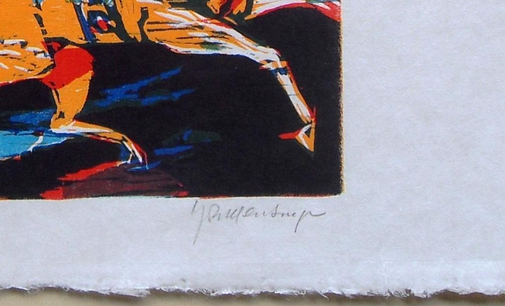 Jan Mensinga:strijdwagen met paarden (kleurenhoutsnede) kopen? Bied vanaf 1!