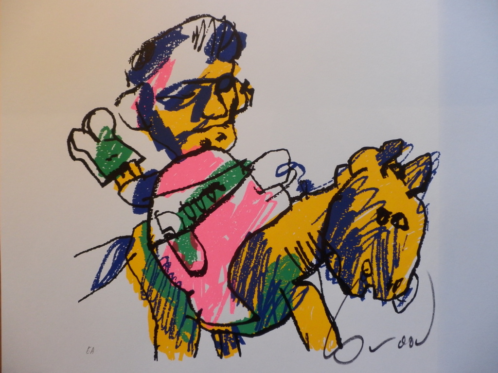 HERMAN BROOD, Gelimiteerde en HANDGESIGNEERDE Zeefduk MAN EN PAARD verkocht voor € 80!