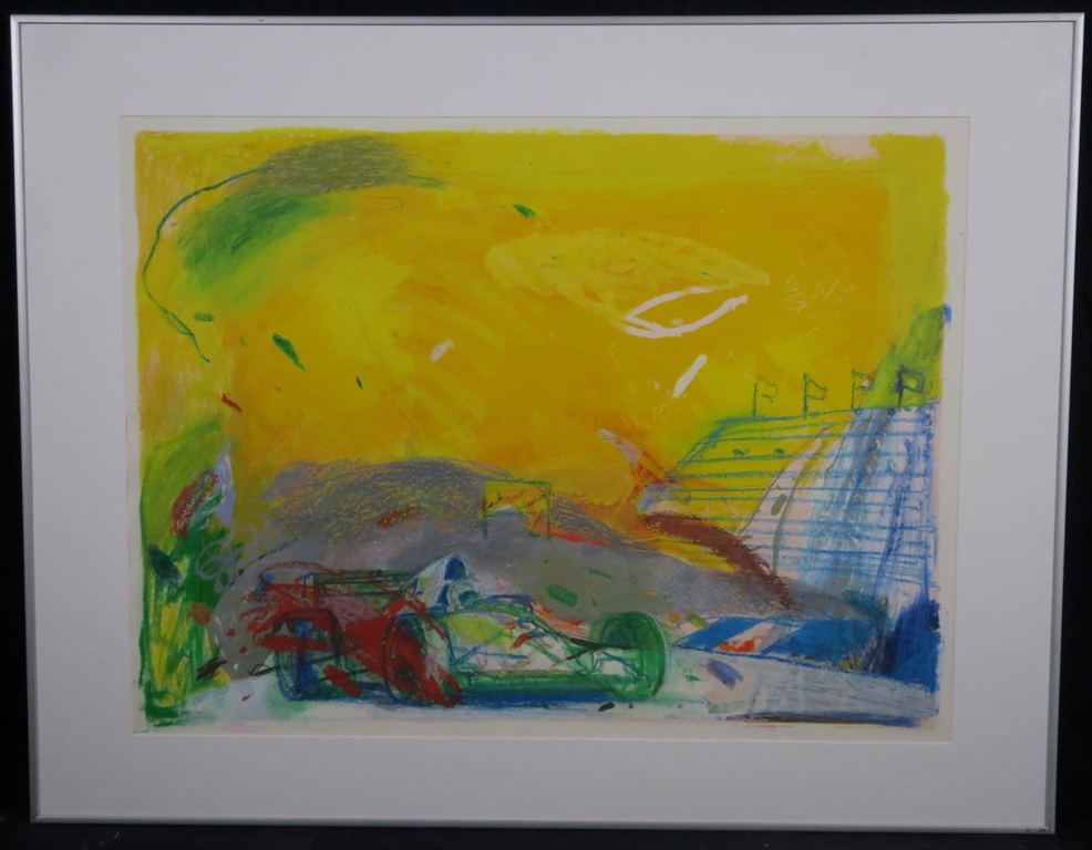 Jan van Diemen: Handbewerkte Zeefdruk, Formule I - Ingelijst verkocht voor € 70!